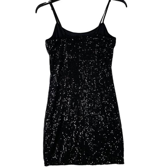 GB Stretch Sequin Mini Slip Dress Black Gianni Bini Juniors Large - Picture 2 of 8